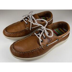 SAS Catalina Boat Deck Sandstone Brown Leather Womens Size 6.5 Shoes USA Made